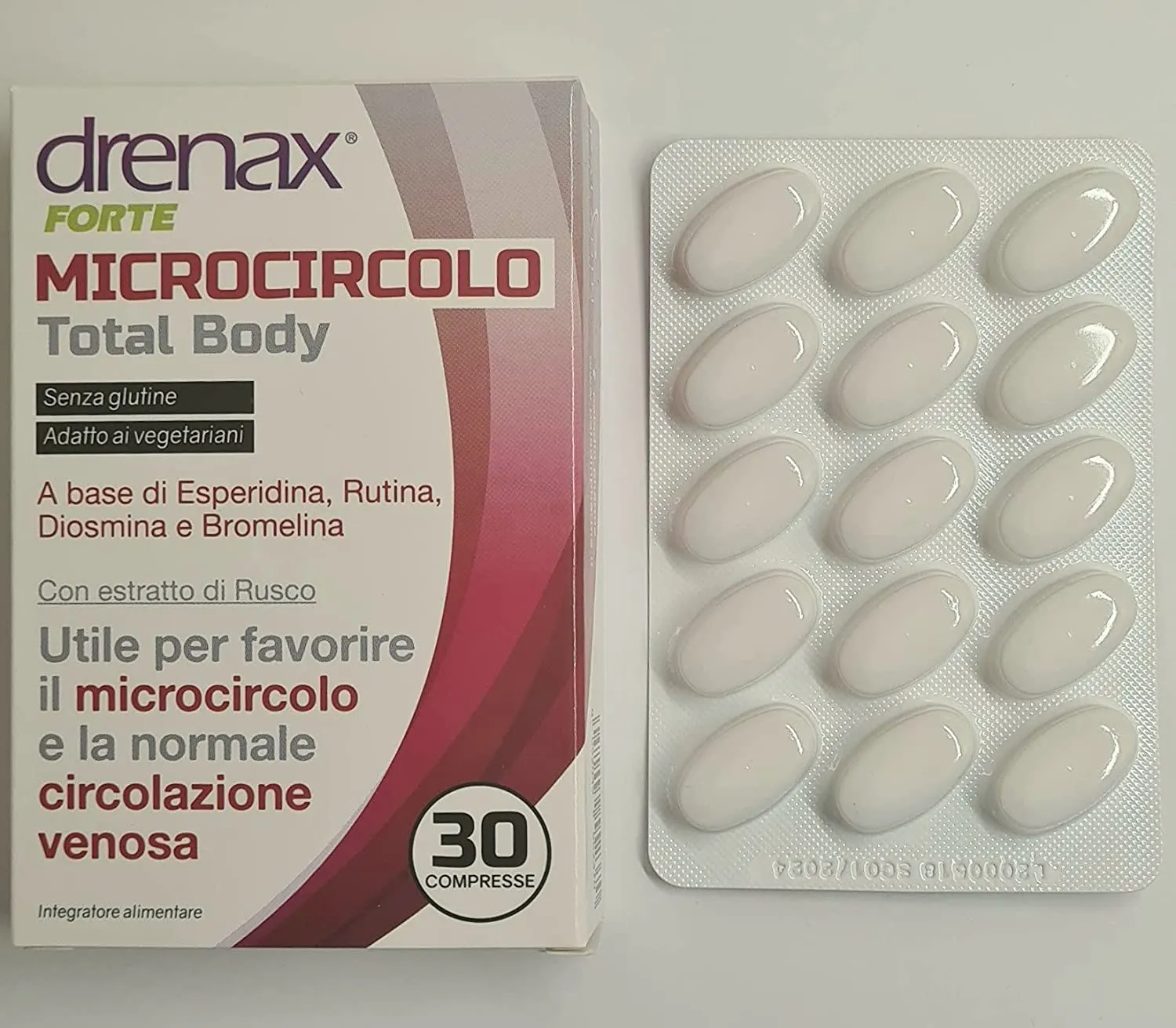 Drenax Forte Gambe Microcircolo Total Body, Rosa 03734 - 30 Compresse, 33g