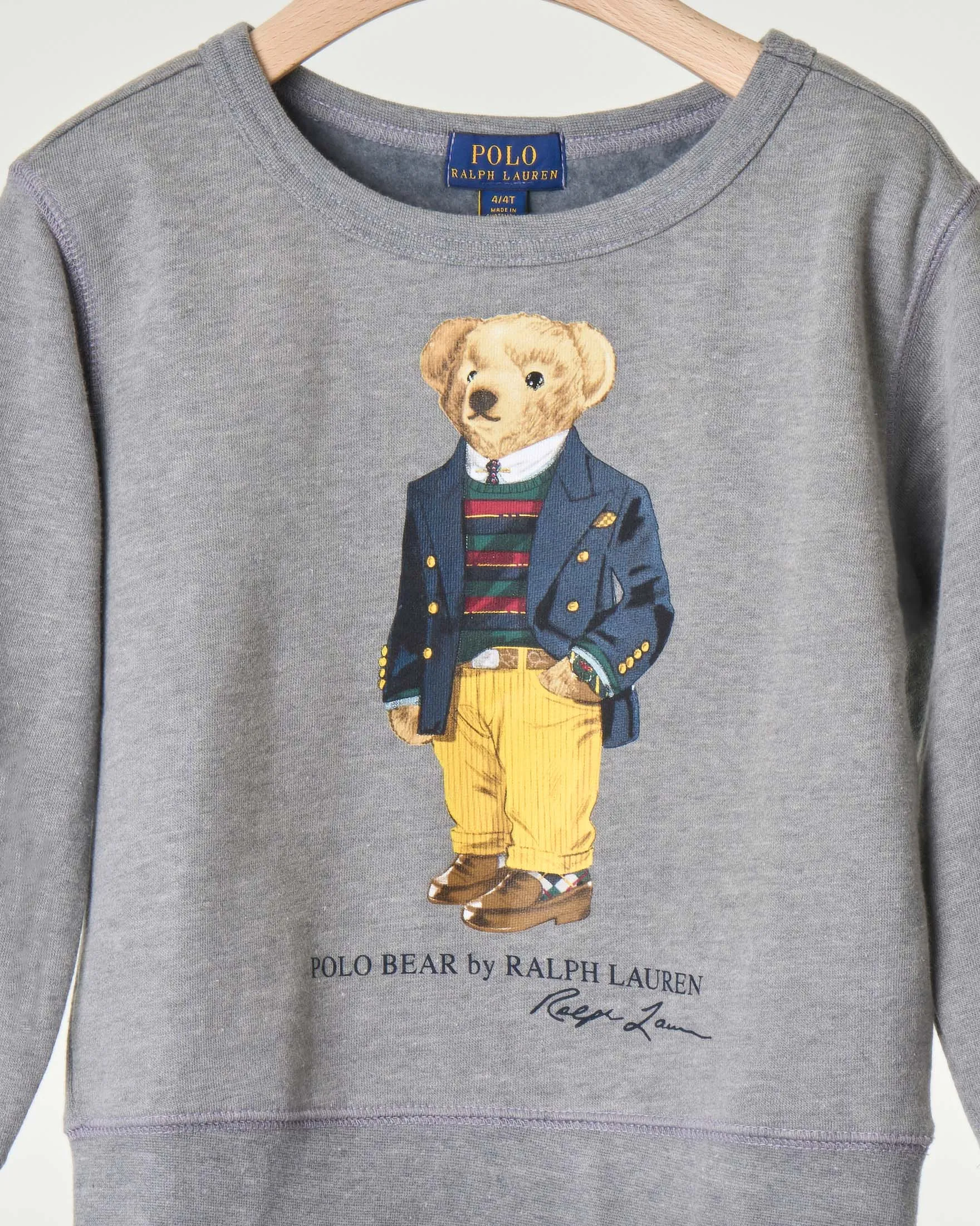 Felpa grigia girocollo con stampa Polo Bear 2-4 anni