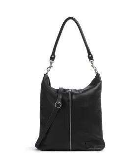  FredsBruder Feeling Good Zip Borsa hobo pelle granulata nero  