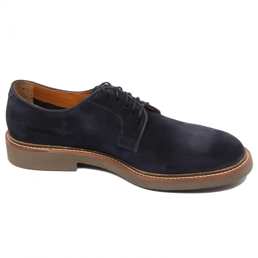 G5632 scarpa allacciata uomo DOUCAL'S blue suede shoes man