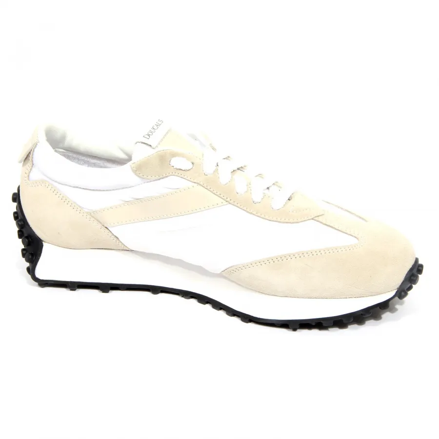 G5716 sneaker uomo DOUCAL'S beige/white suede/fabric shoes man