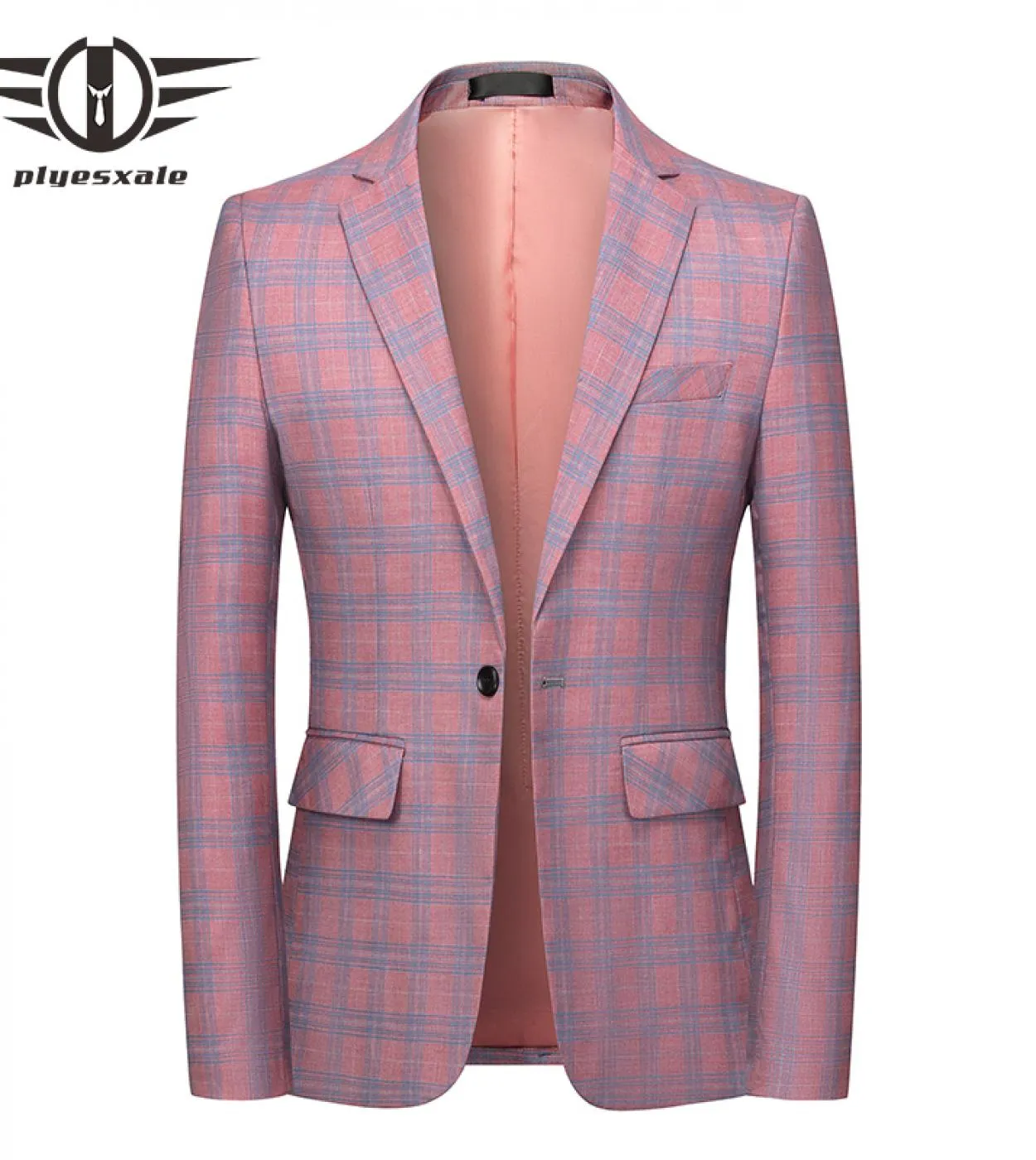 Giacca da giacca scozzese da uomo Blazer Giacca da costume Giacca da uomo scozzese blu di marca