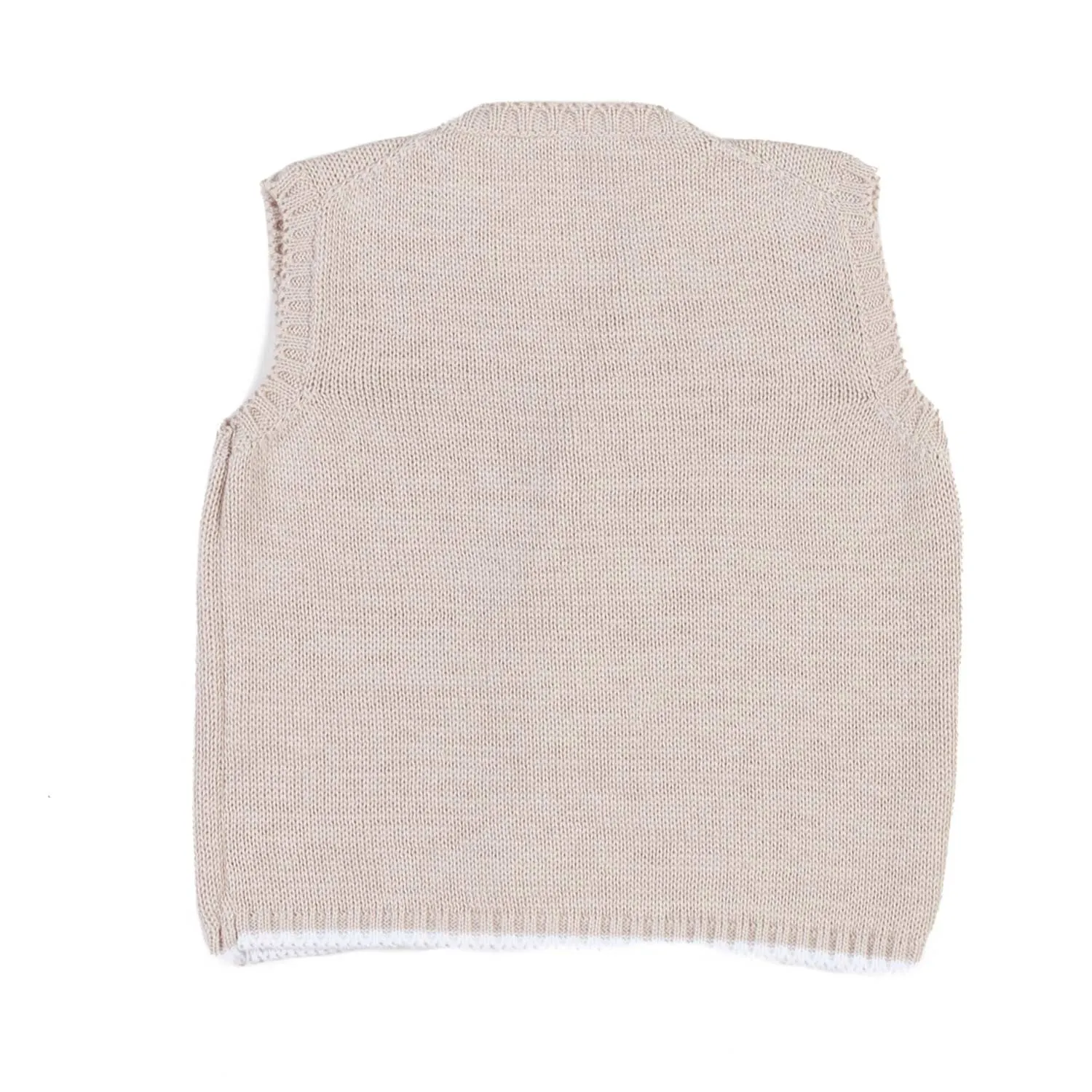 Gilet Cotone A Maglia Beige Corda Neonato