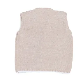 Gilet Cotone A Maglia Beige Corda Neonato