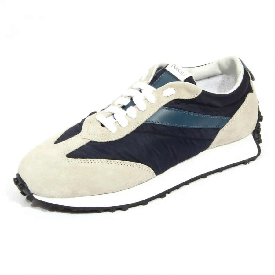 H1514 sneaker uomo DOUCAL'S man ARROPT suede/fabric shoe grey/blue