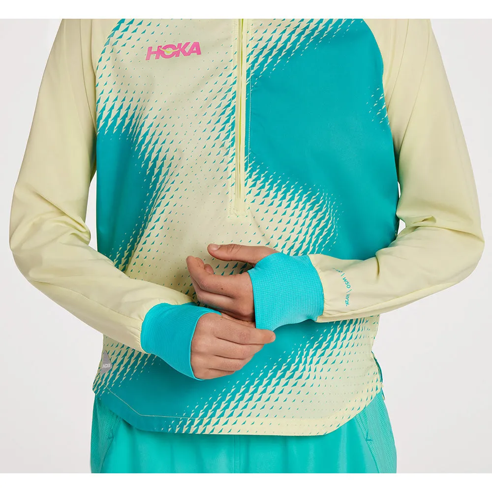 HOKA Women 1/2 Zip Wind Shell - Luminary Green