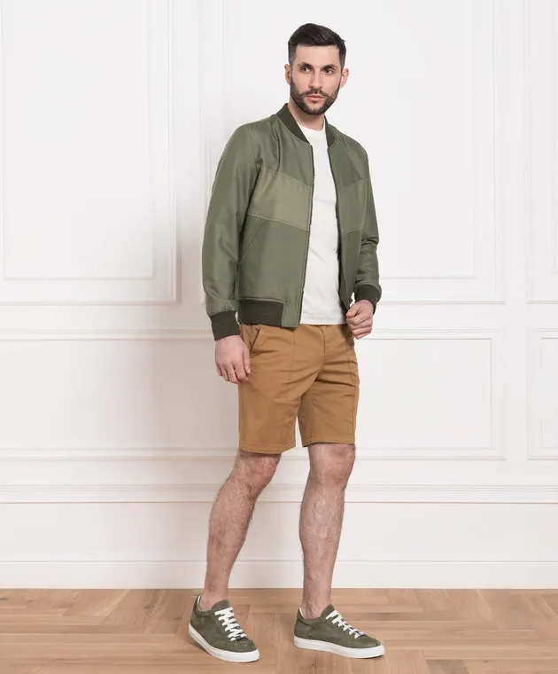 ISAIA Bomber verde in lana e cashmere SX718793950