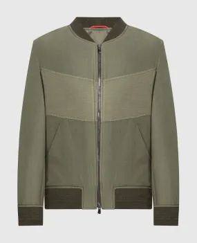 ISAIA Bomber verde in lana e cashmere SX718793950