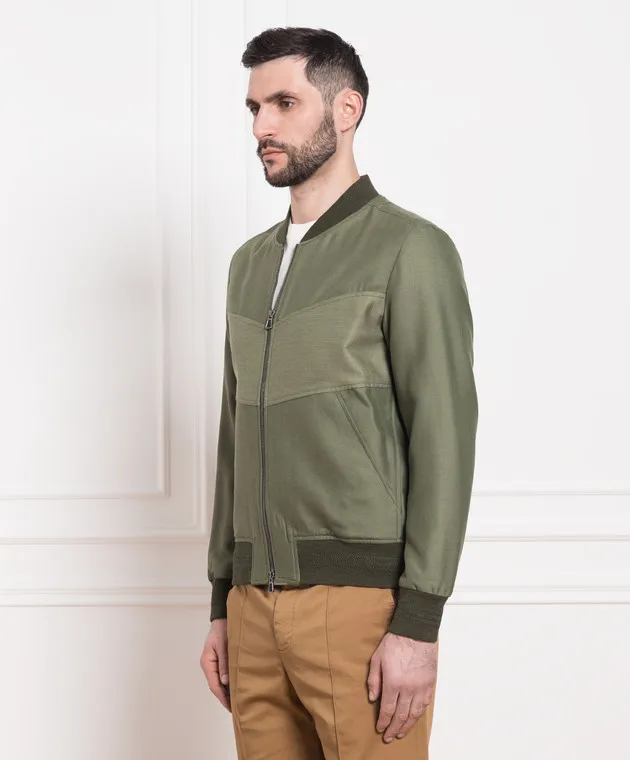 ISAIA Bomber verde in lana e cashmere SX718793950