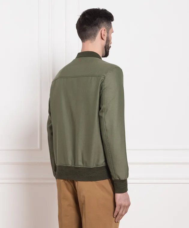 ISAIA Bomber verde in lana e cashmere SX718793950