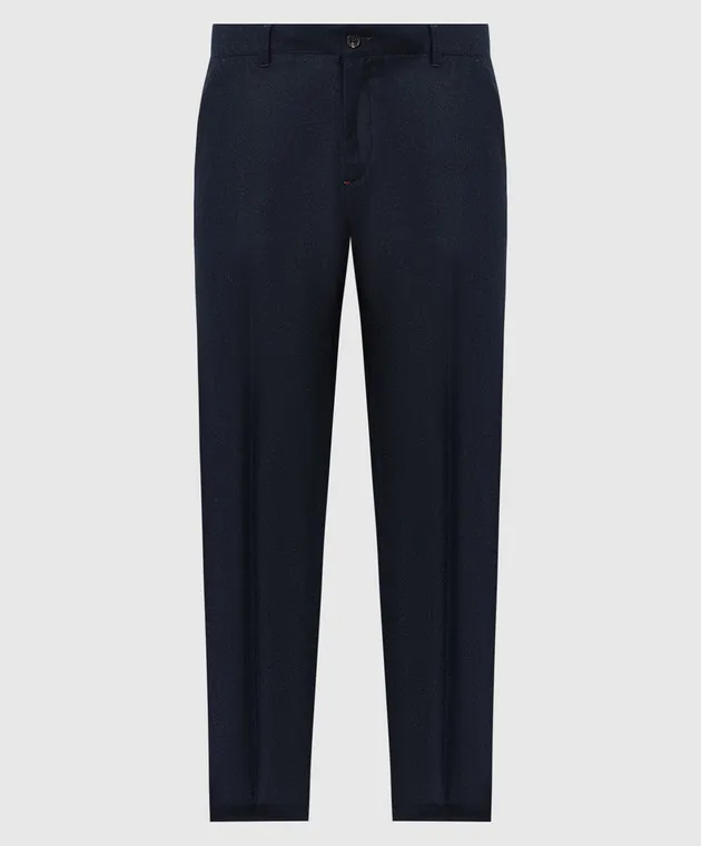 ISAIA Pantaloni blu in lana PNN02476400