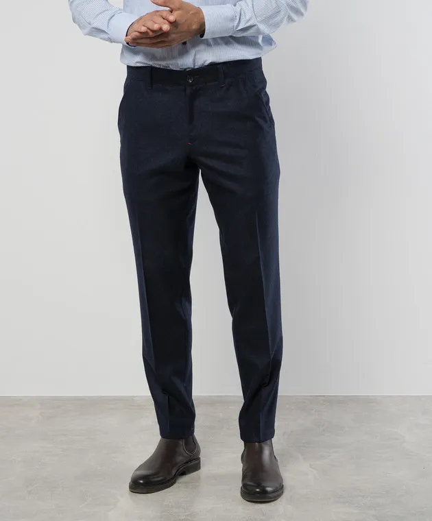 ISAIA Pantaloni blu in lana PNN02476400