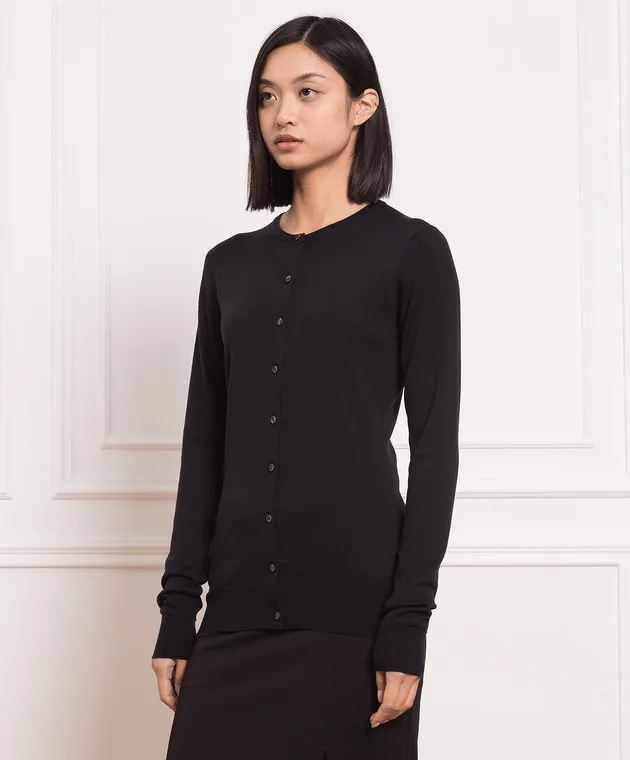 John Smedley Calzino al ginocchio Massey in lana nera a coste MASSEY