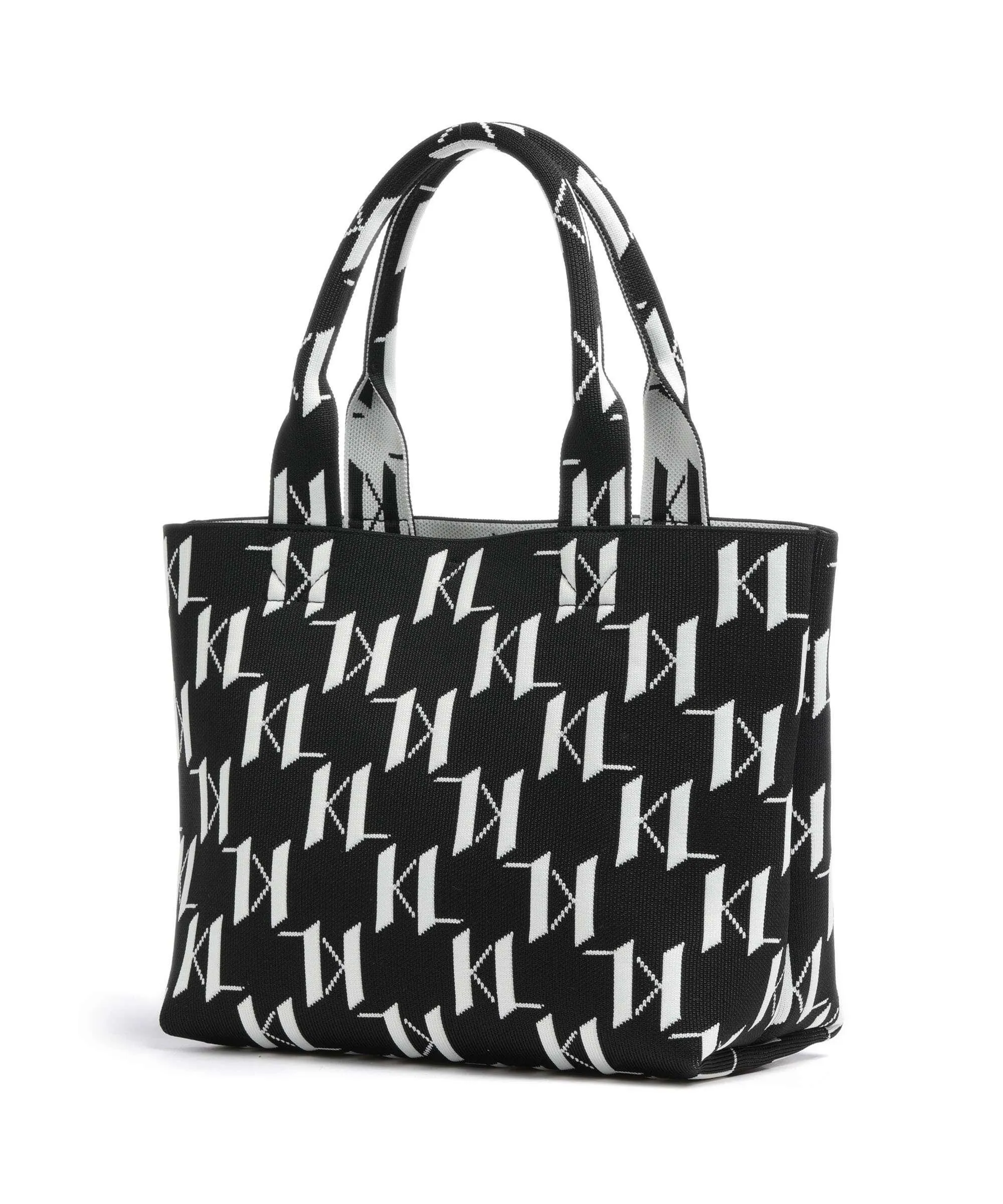  Karl Lagerfeld K/Monogram Knit Medium Borsa shopper poliestere riciclato nero/bianco  