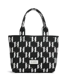  Karl Lagerfeld K/Monogram Knit Medium Borsa shopper poliestere riciclato nero/bianco  