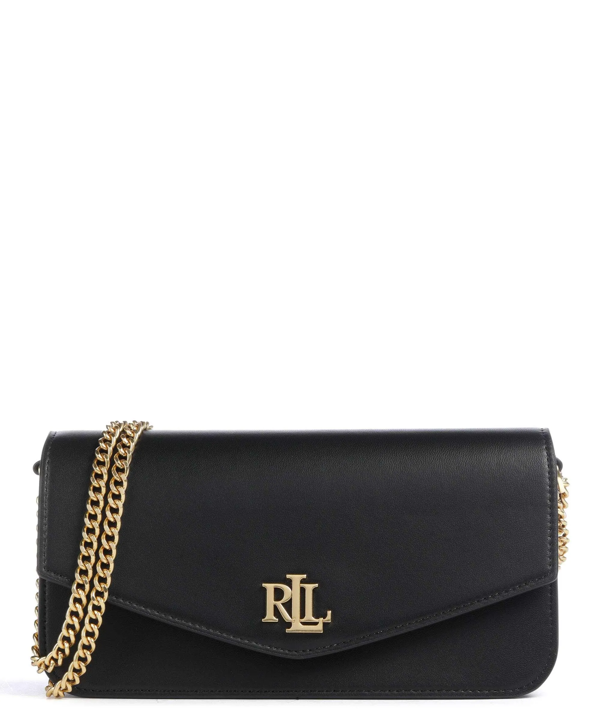  Lauren Ralph Lauren Sawyer Medium Borsa a spalla pelle di pecora nero  