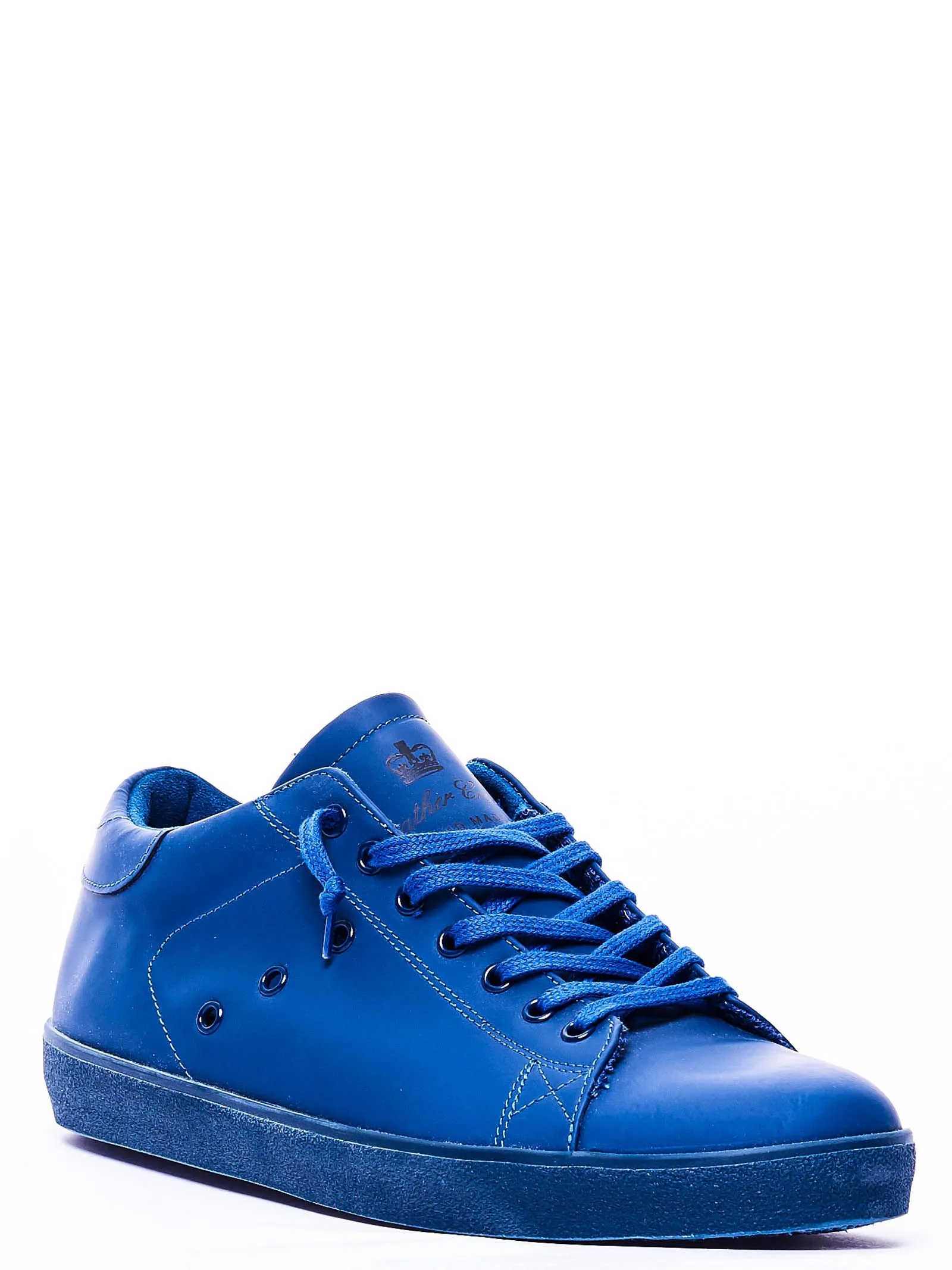 LEATHER CROWN   SNEAKERS BLU IN PELLE CON STAMPA LOGO SU LINGUETTA