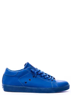 LEATHER CROWN   SNEAKERS BLU IN PELLE CON STAMPA LOGO SU LINGUETTA