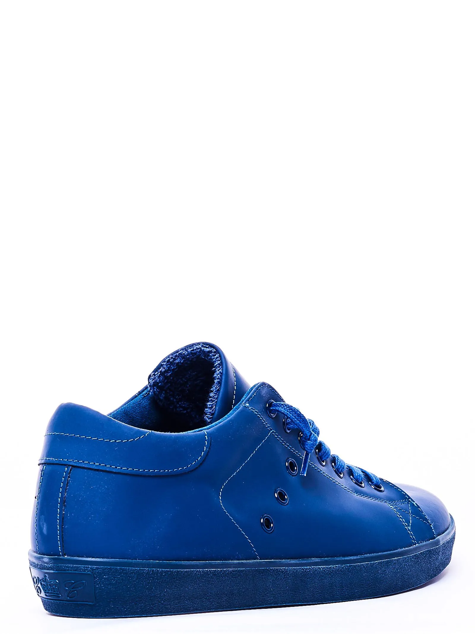 LEATHER CROWN   SNEAKERS BLU IN PELLE CON STAMPA LOGO SU LINGUETTA