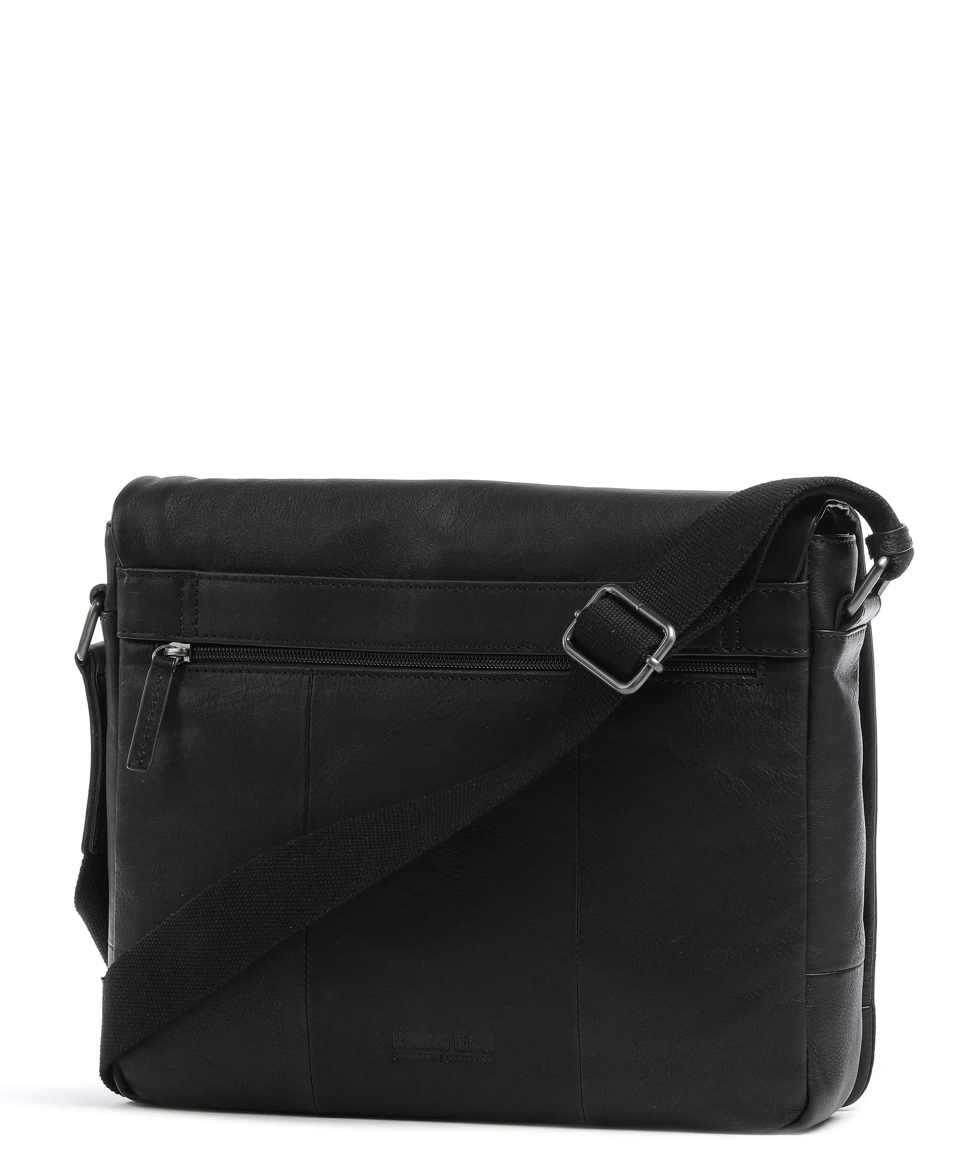  Leonhard Heyden Hamburg M Borsa a spalla 13″ pelle di vacchetta grana nero  