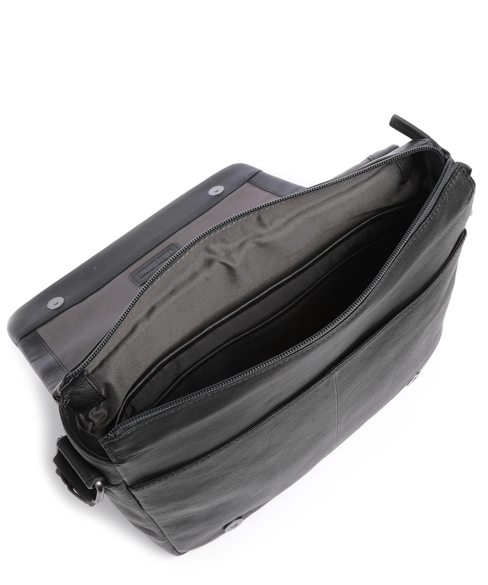  Leonhard Heyden Hamburg M Borsa a spalla 13″ pelle di vacchetta grana nero  