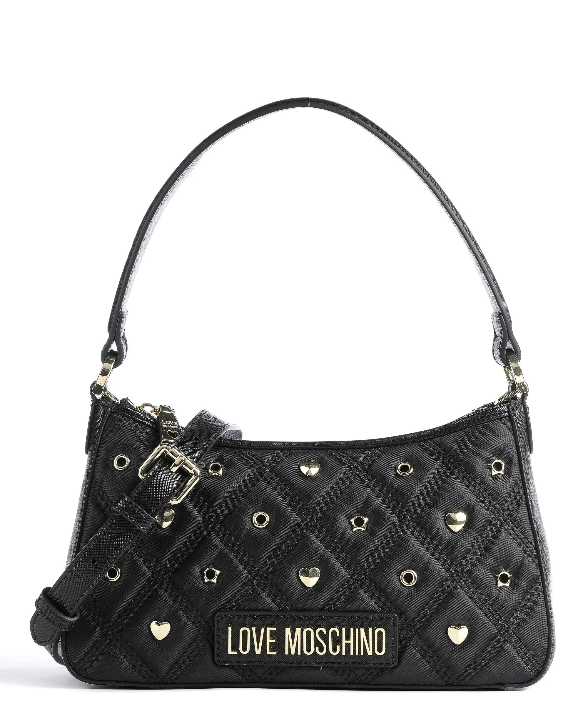  Love Moschino Eyelets Borsa a spalla poliestere, pelle sintetica nero  