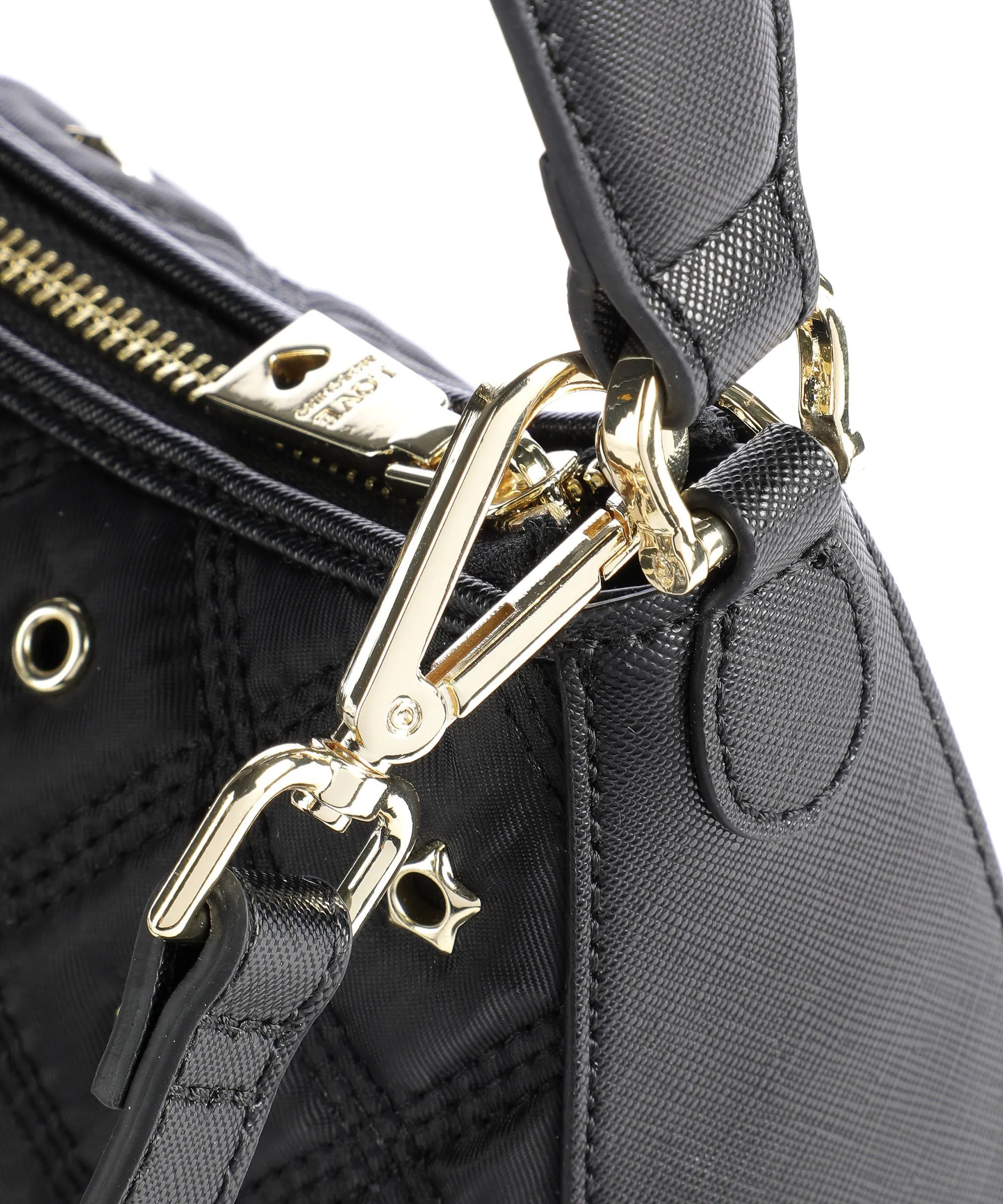  Love Moschino Eyelets Borsa a spalla poliestere, pelle sintetica nero  