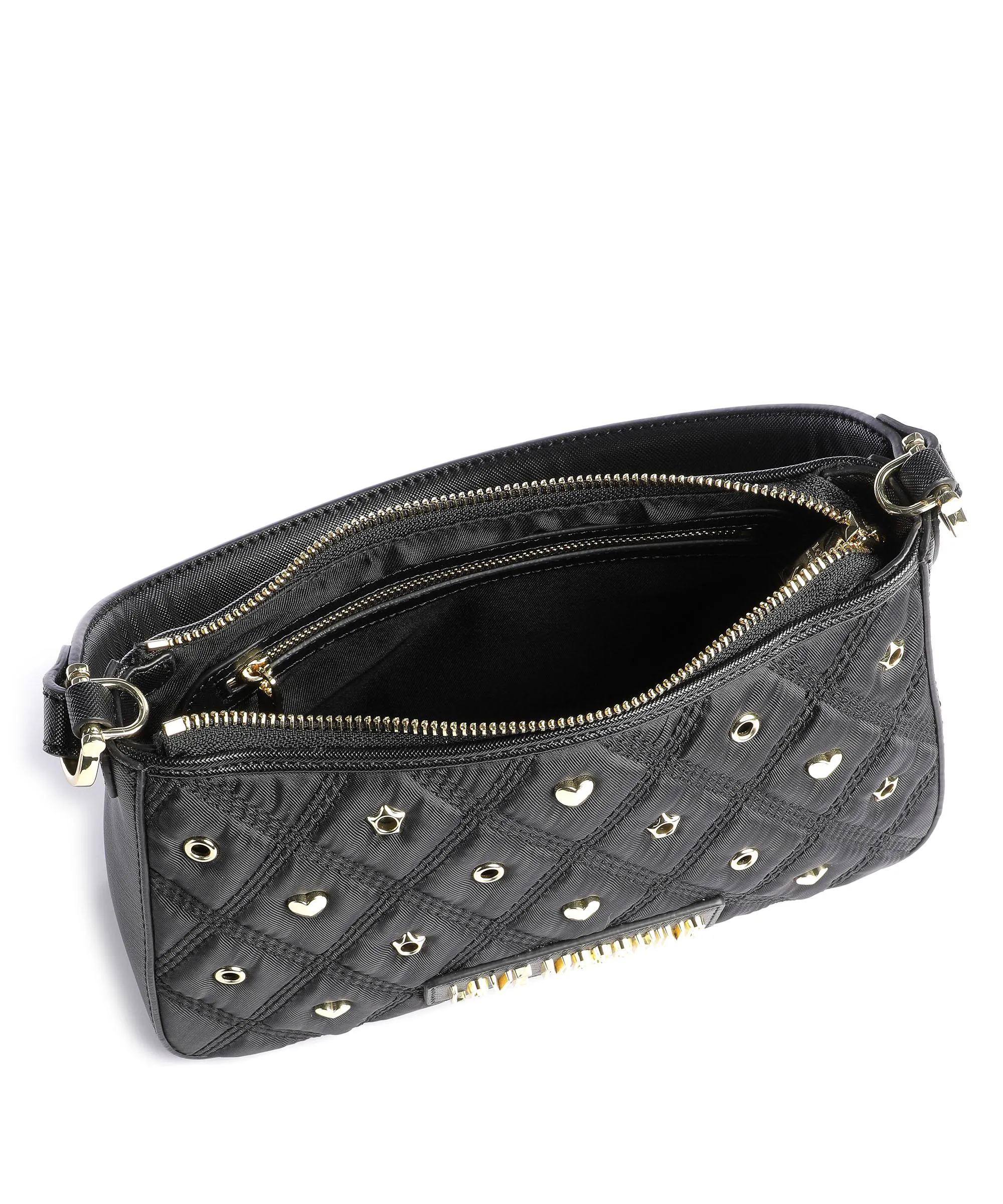  Love Moschino Eyelets Borsa a spalla poliestere, pelle sintetica nero  