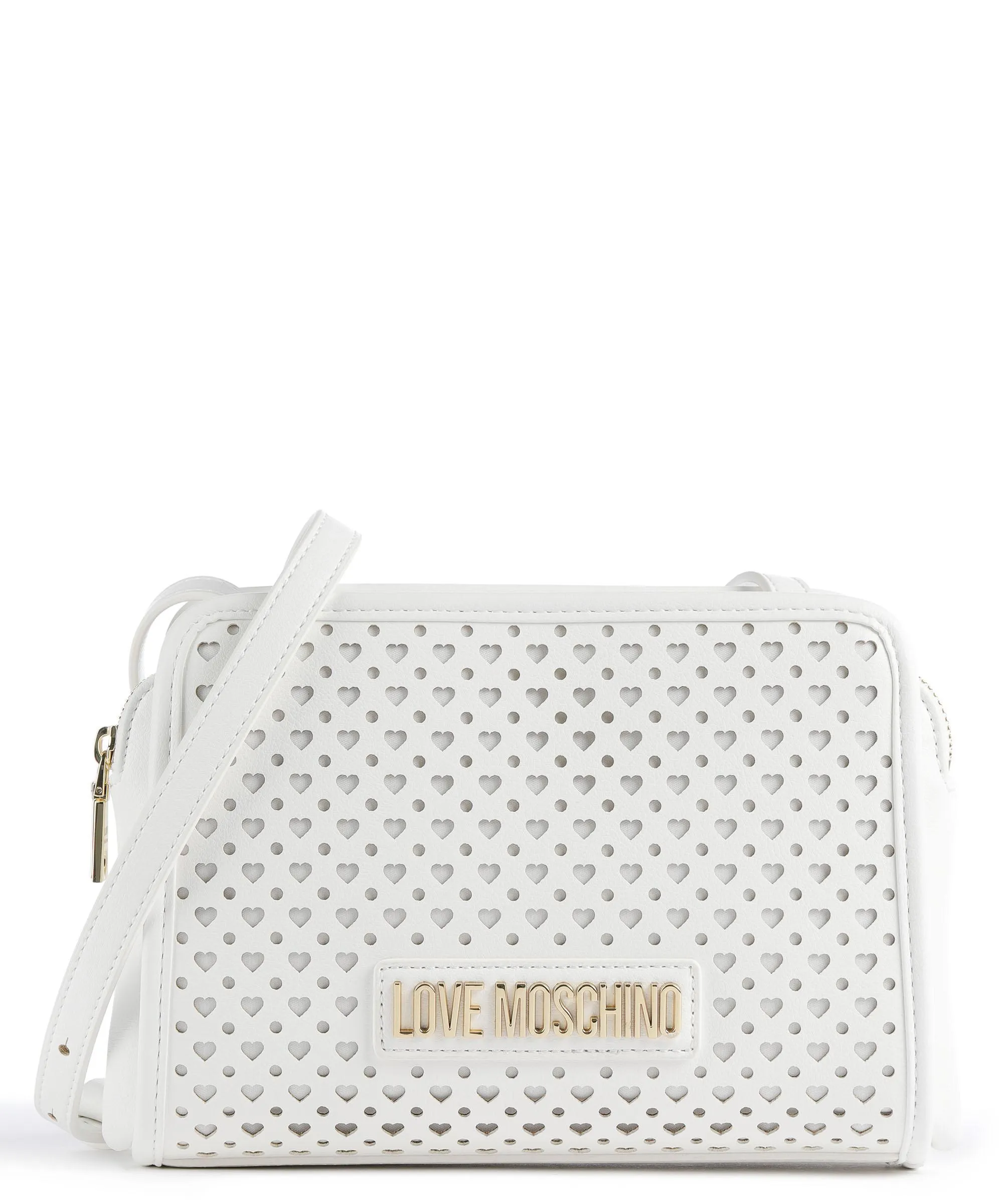  Love Moschino Heart Pattern Borsa a tracolla pelle sintetica bianco  