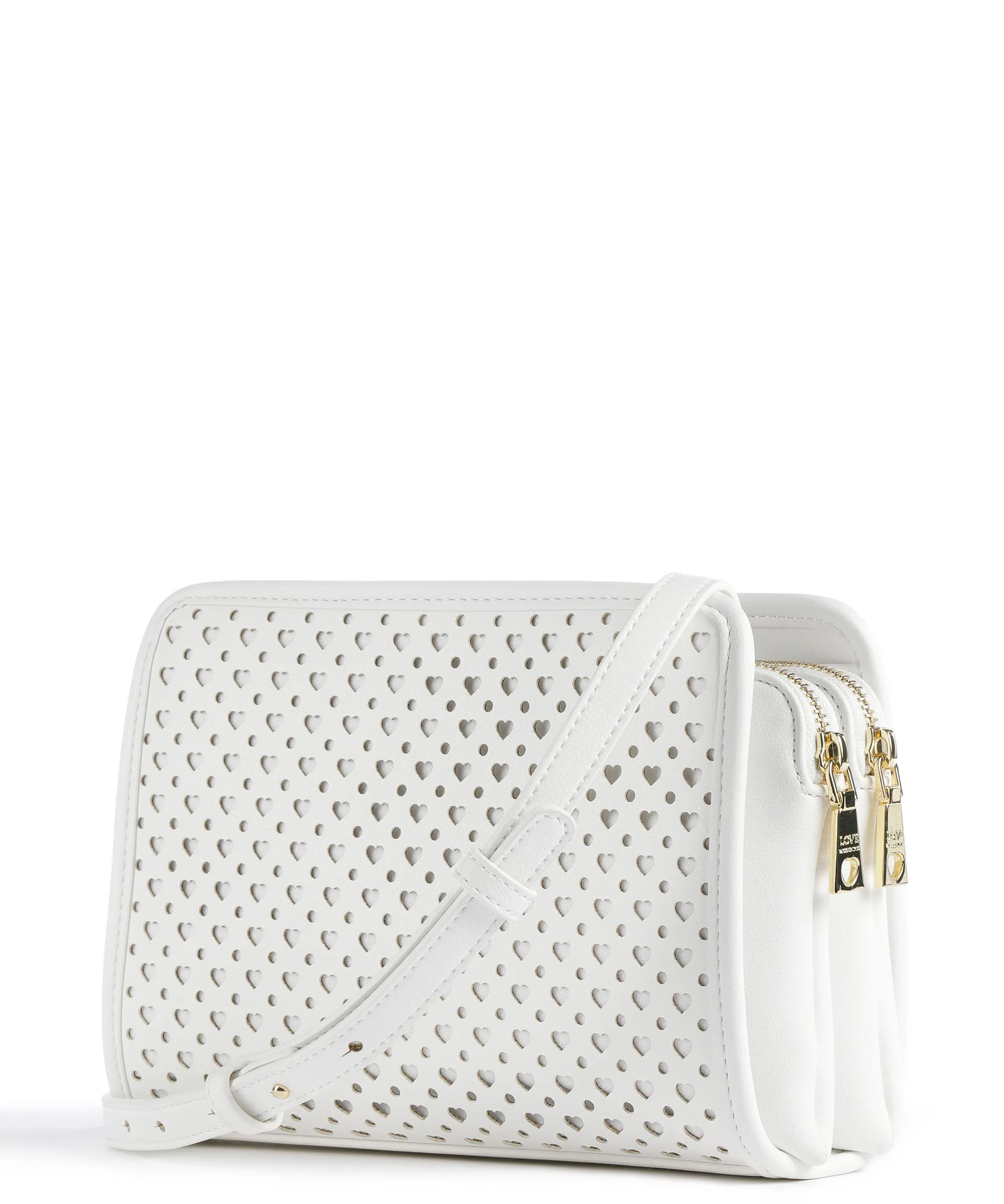  Love Moschino Heart Pattern Borsa a tracolla pelle sintetica bianco  