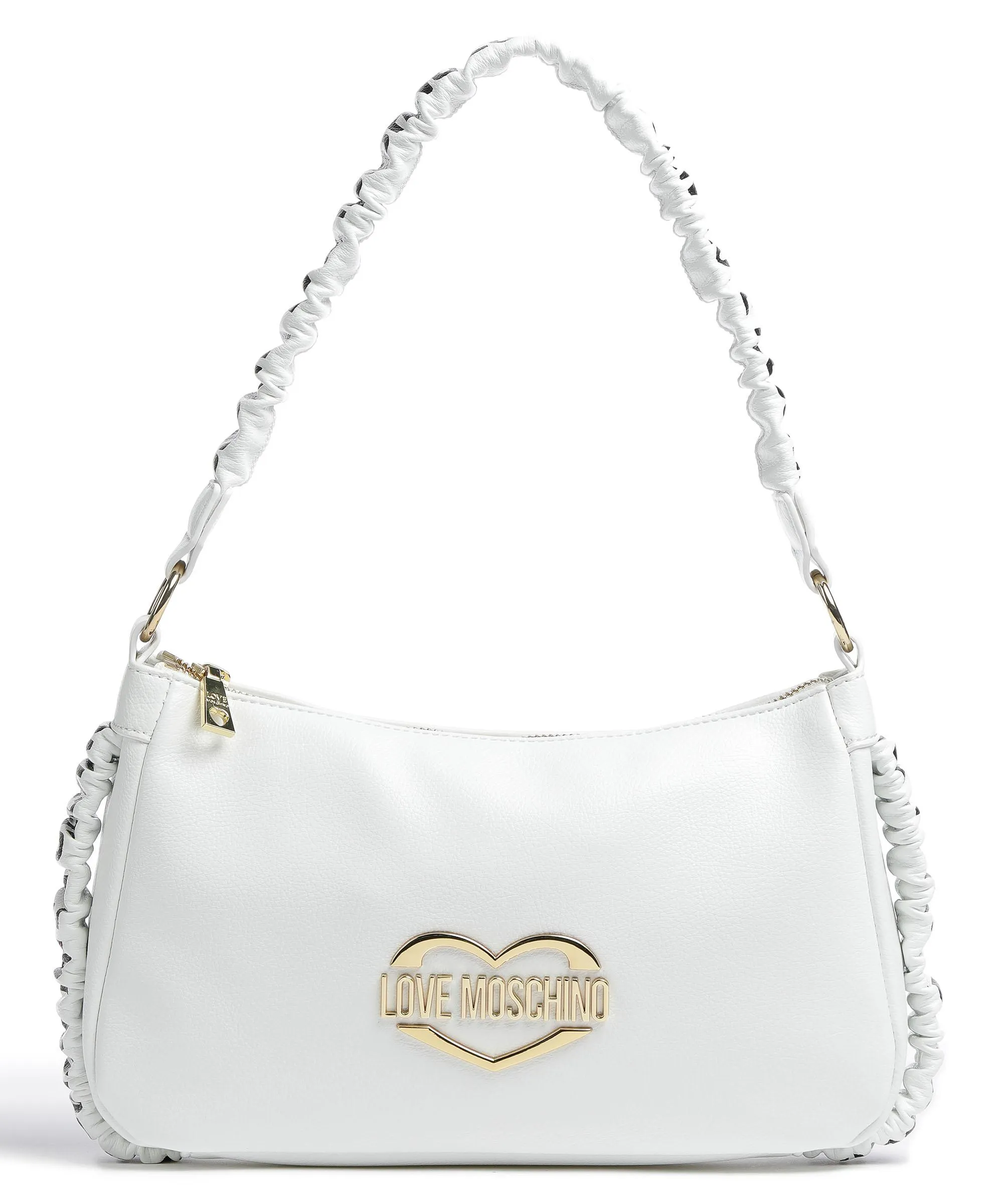  Love Moschino Logo Band Borsa a spalla pelle sintetica bianco  