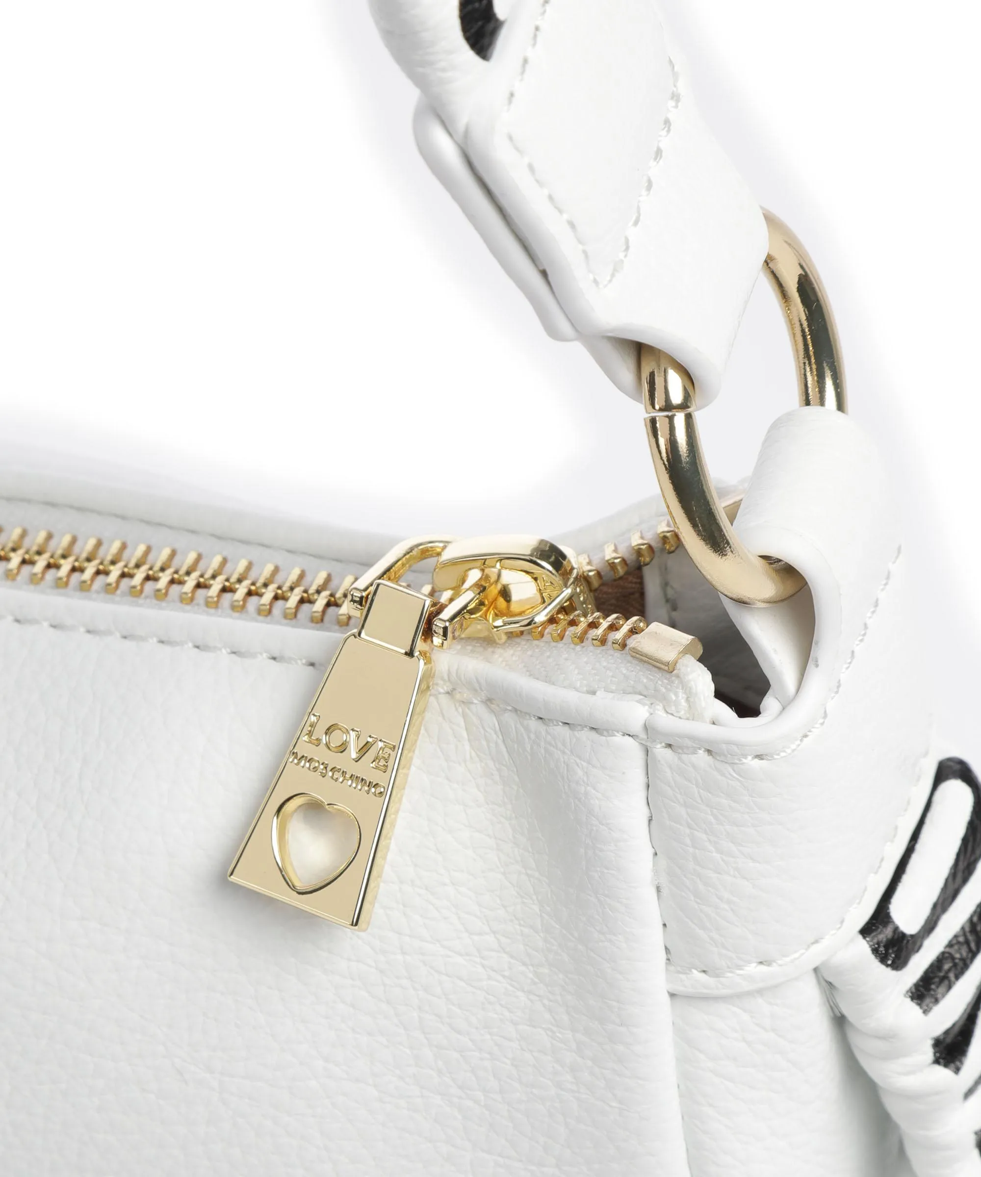  Love Moschino Logo Band Borsa a spalla pelle sintetica bianco  