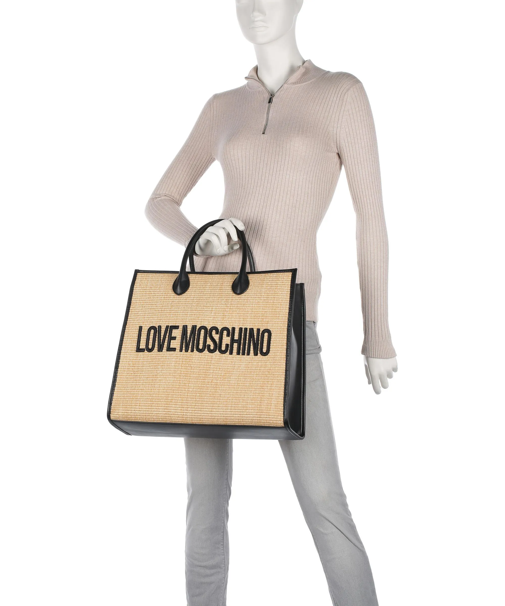  Love Moschino Madame Borsa a mano nylon, cotone natura/nero  