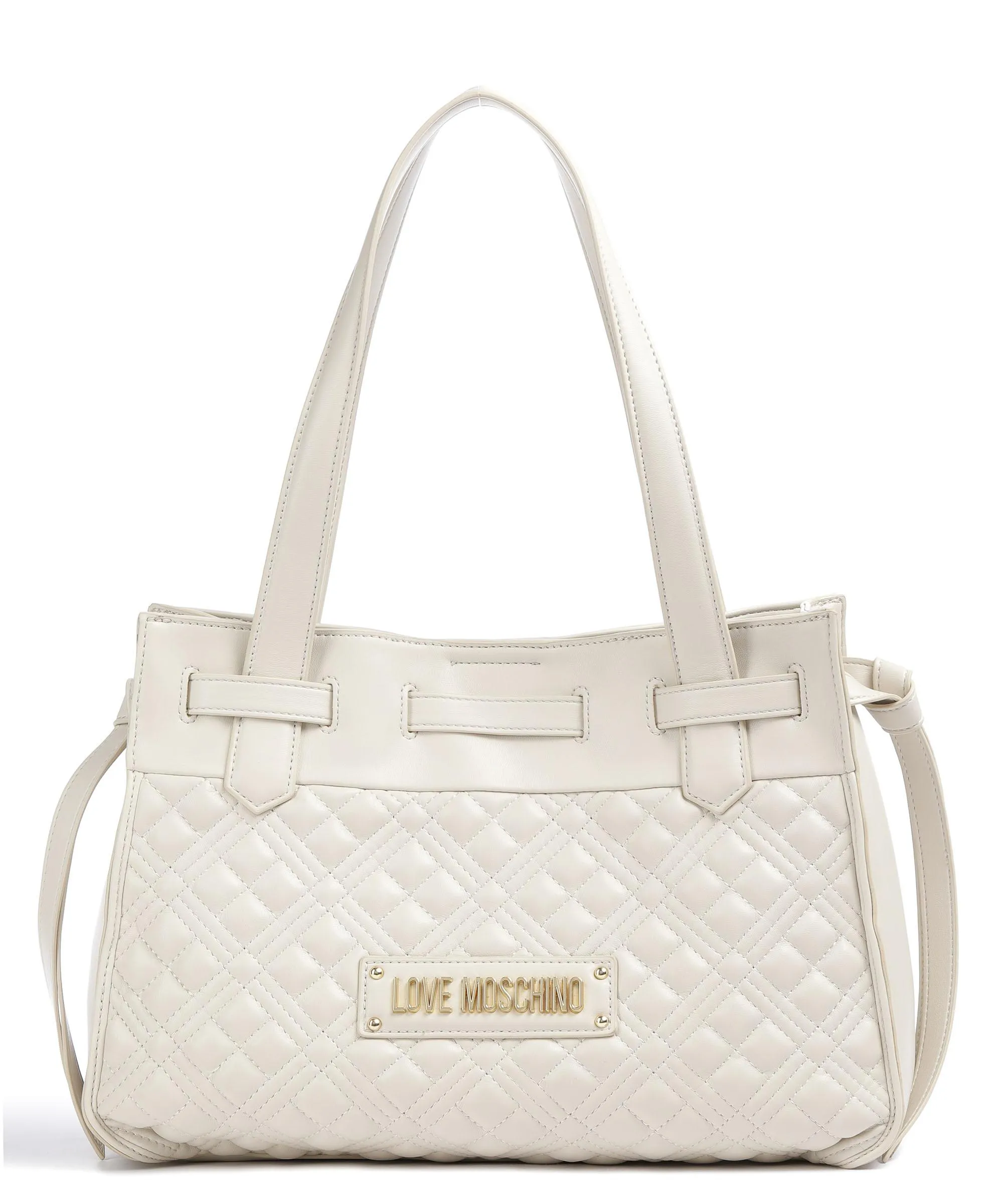  Love Moschino Quilted Borsa shopper pelle sintetica avorio  