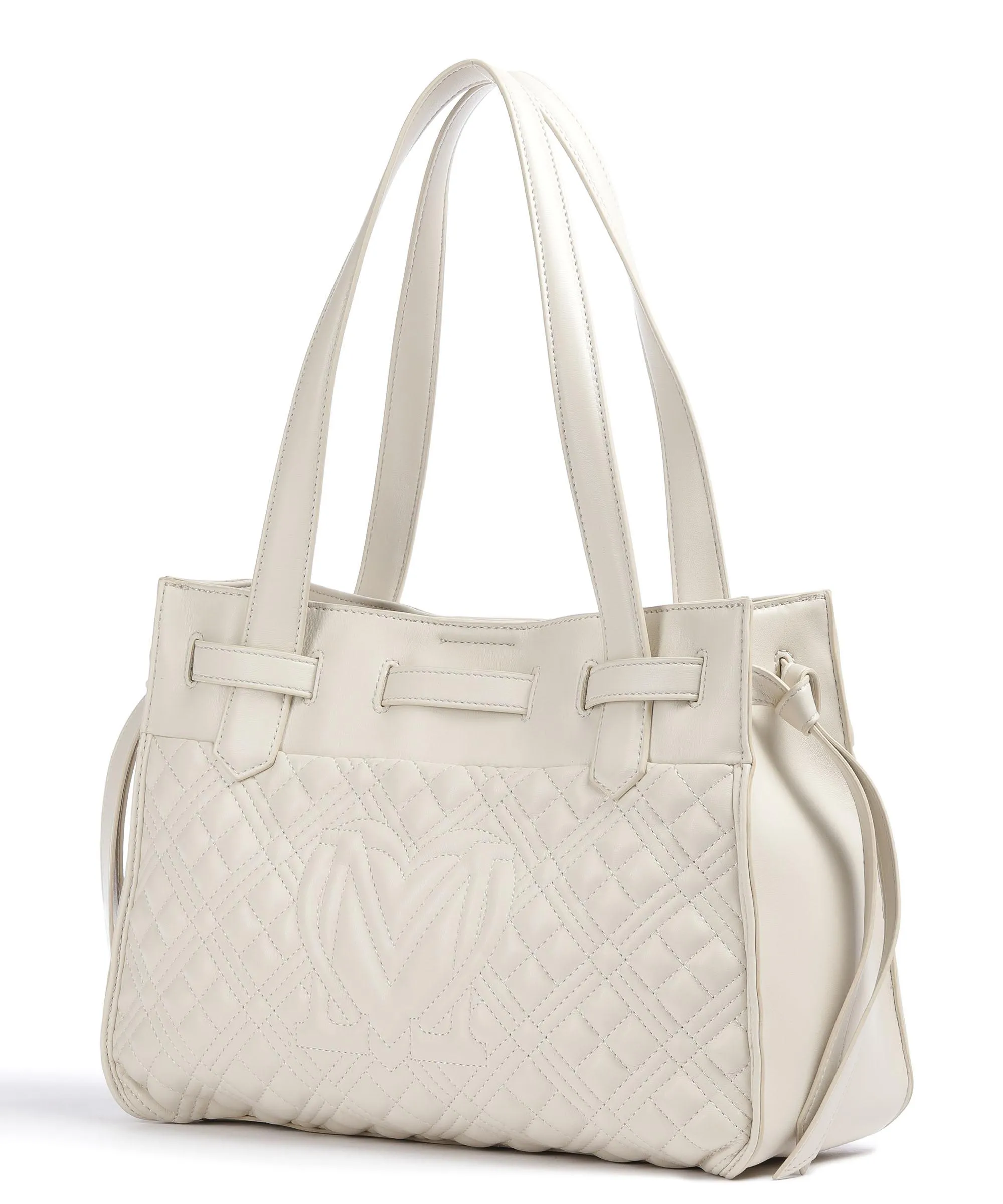  Love Moschino Quilted Borsa shopper pelle sintetica avorio  