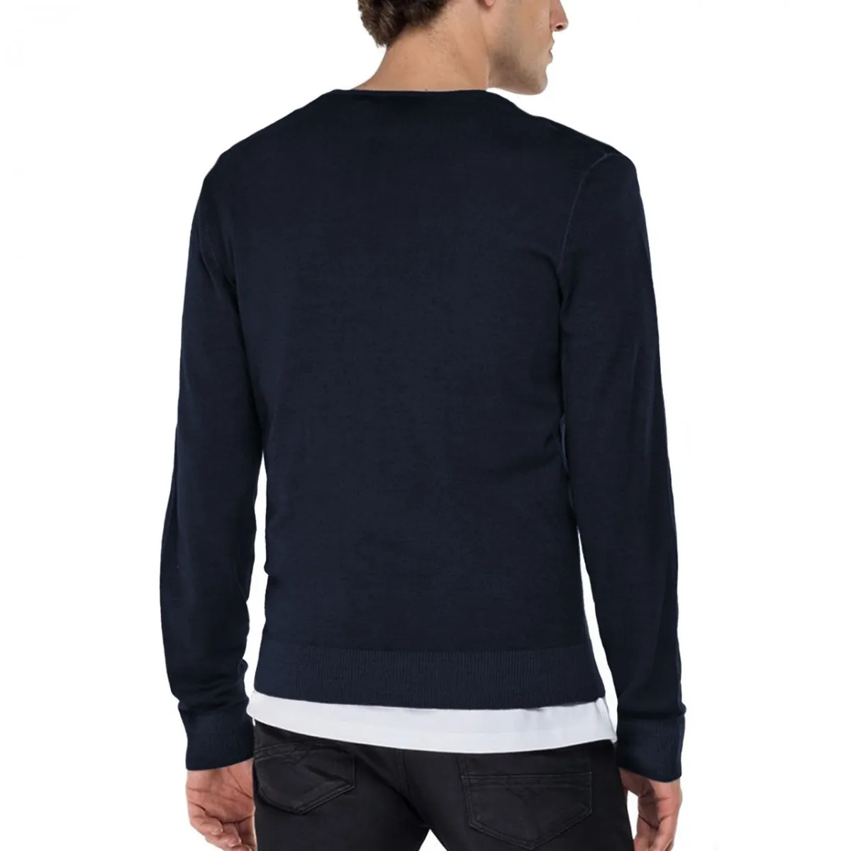 Maglia Scollo A V, Blu