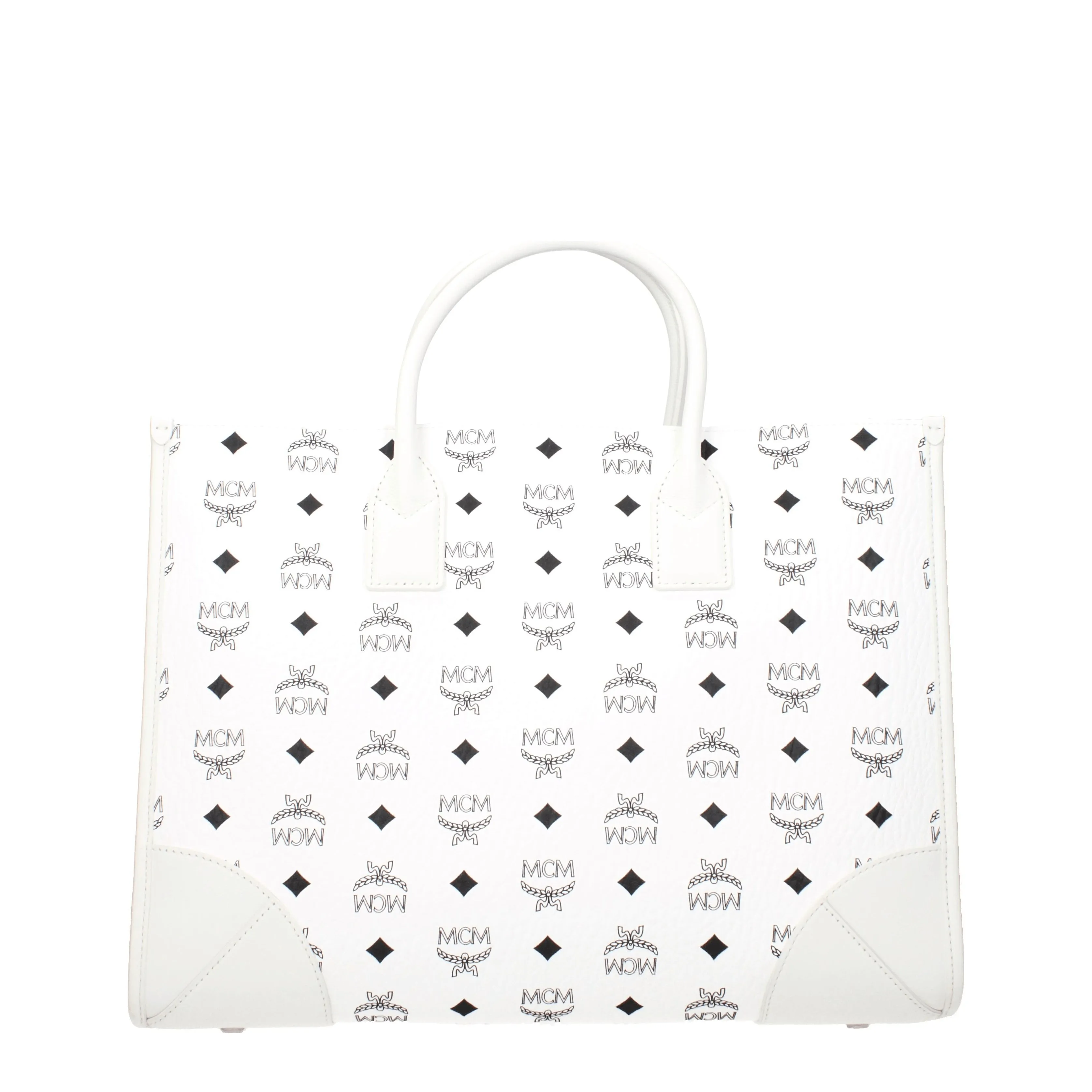 MCM Borse a Mano Munich tote Donna Pelle Bianco/Bianco Ottico