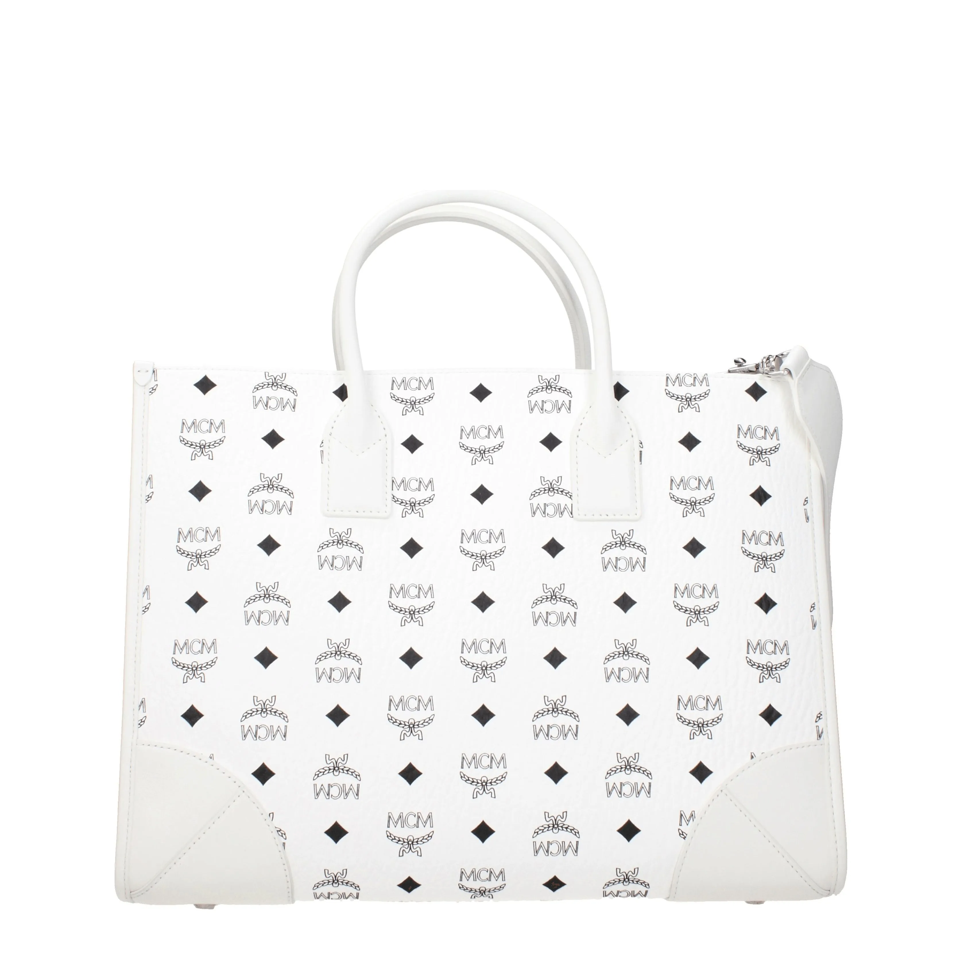 MCM Borse a Mano Munich tote Donna Pelle Bianco/Bianco Ottico