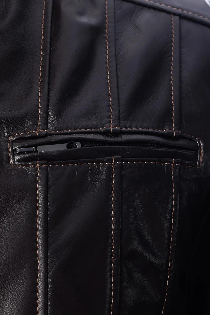 Men’s genuine leather jacket with zipper Deg