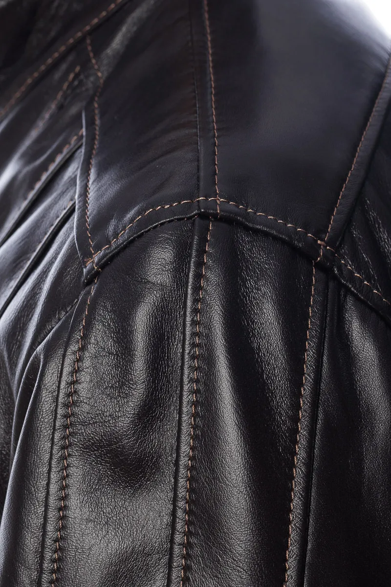 Men’s genuine leather jacket with zipper Deg