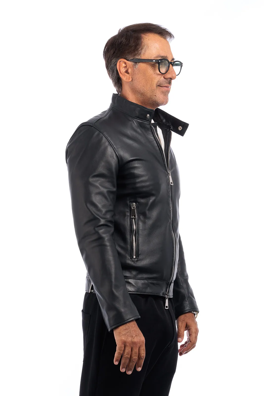 Men’s genuine leather jacket with zipper Reese