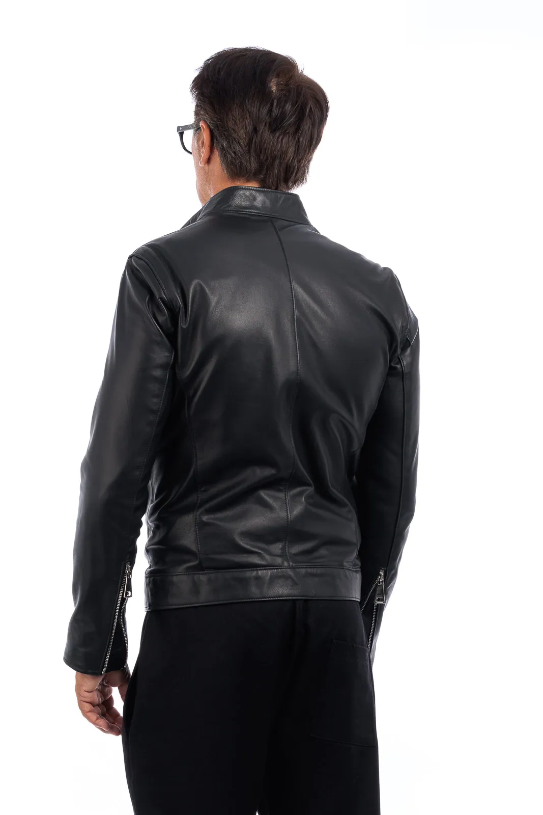 Men’s genuine leather jacket with zipper Reese