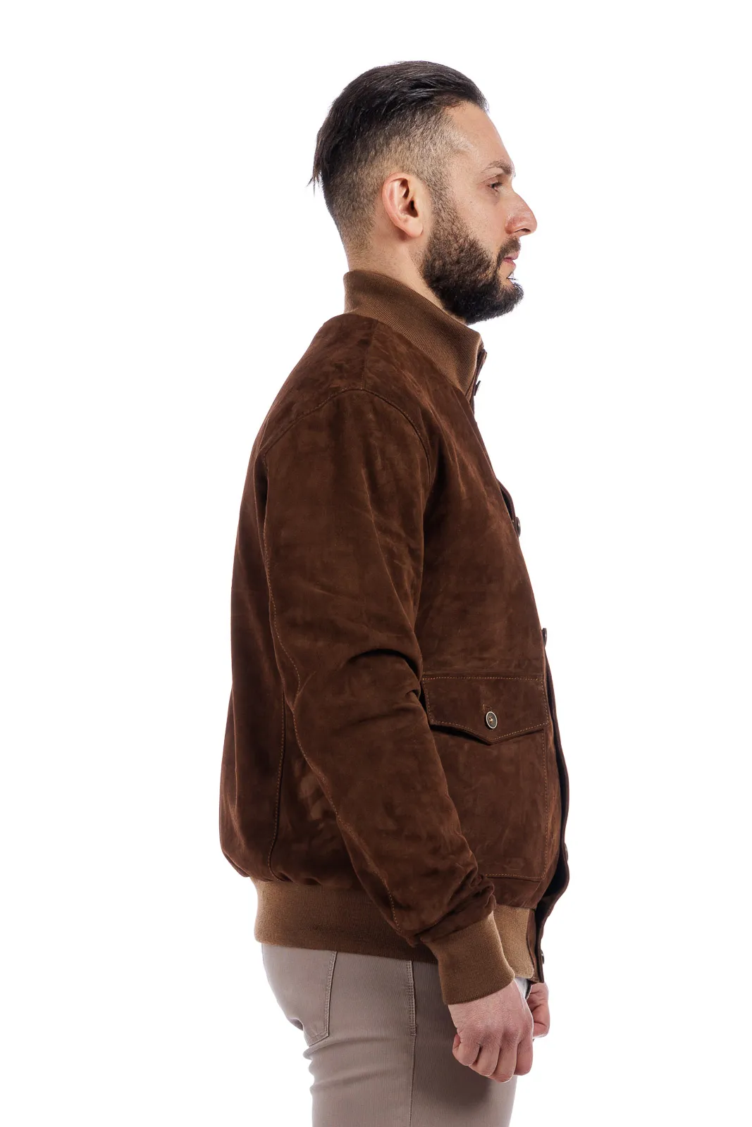 Men’s leather jacket with zipper BOTT tobacco