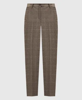 Michael Kors Pantaloni marroni in lana con motivo Windsor DPA7090065224