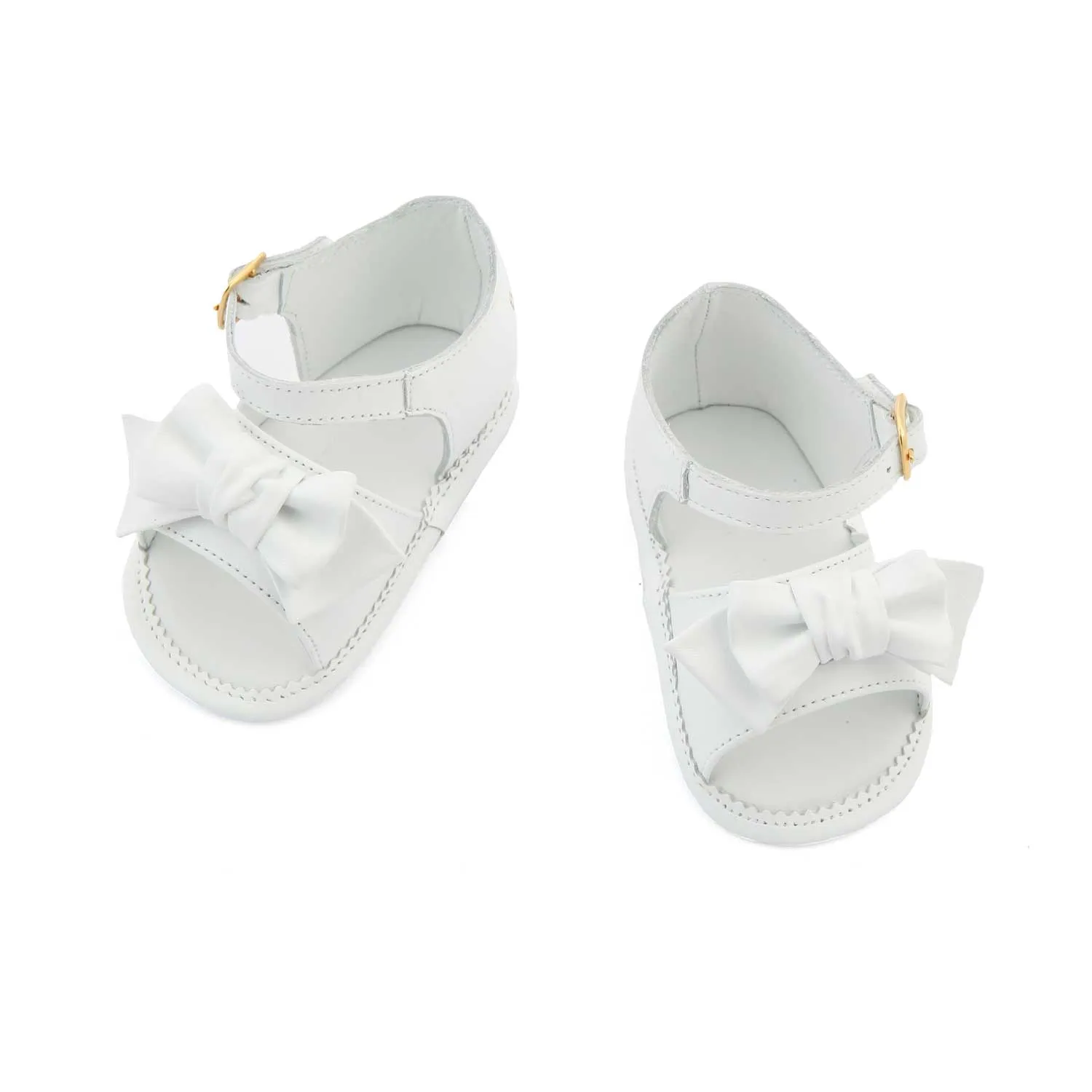 Mini Sandaletto Bianco E Oro Neonata