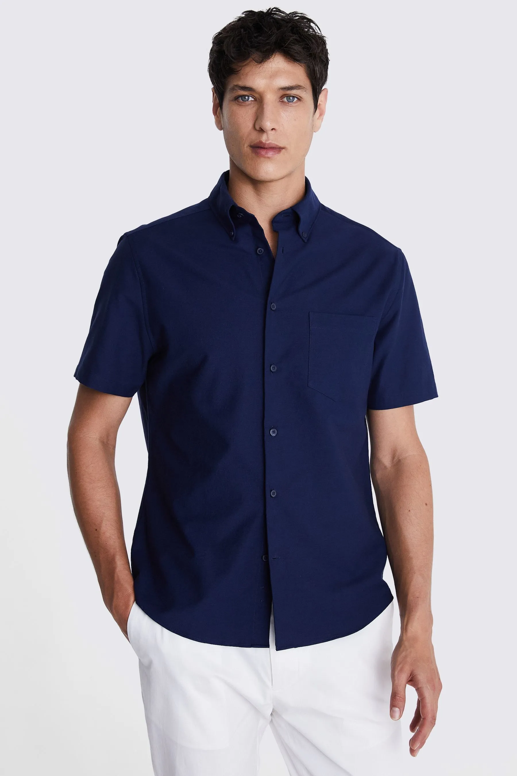 MOSS Manica corta - Camicia Oxford slavata