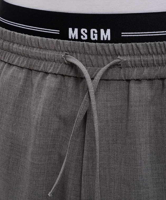 MSGM Pantaloni grigi in lana con logo 3740MP09247506