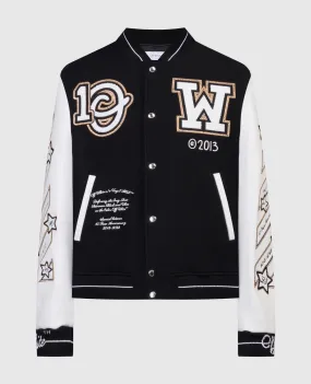 Off-White Bomber Black Logic con simboli d'archivio di un decennio di storia del cristallo OMJA059G23LEA002