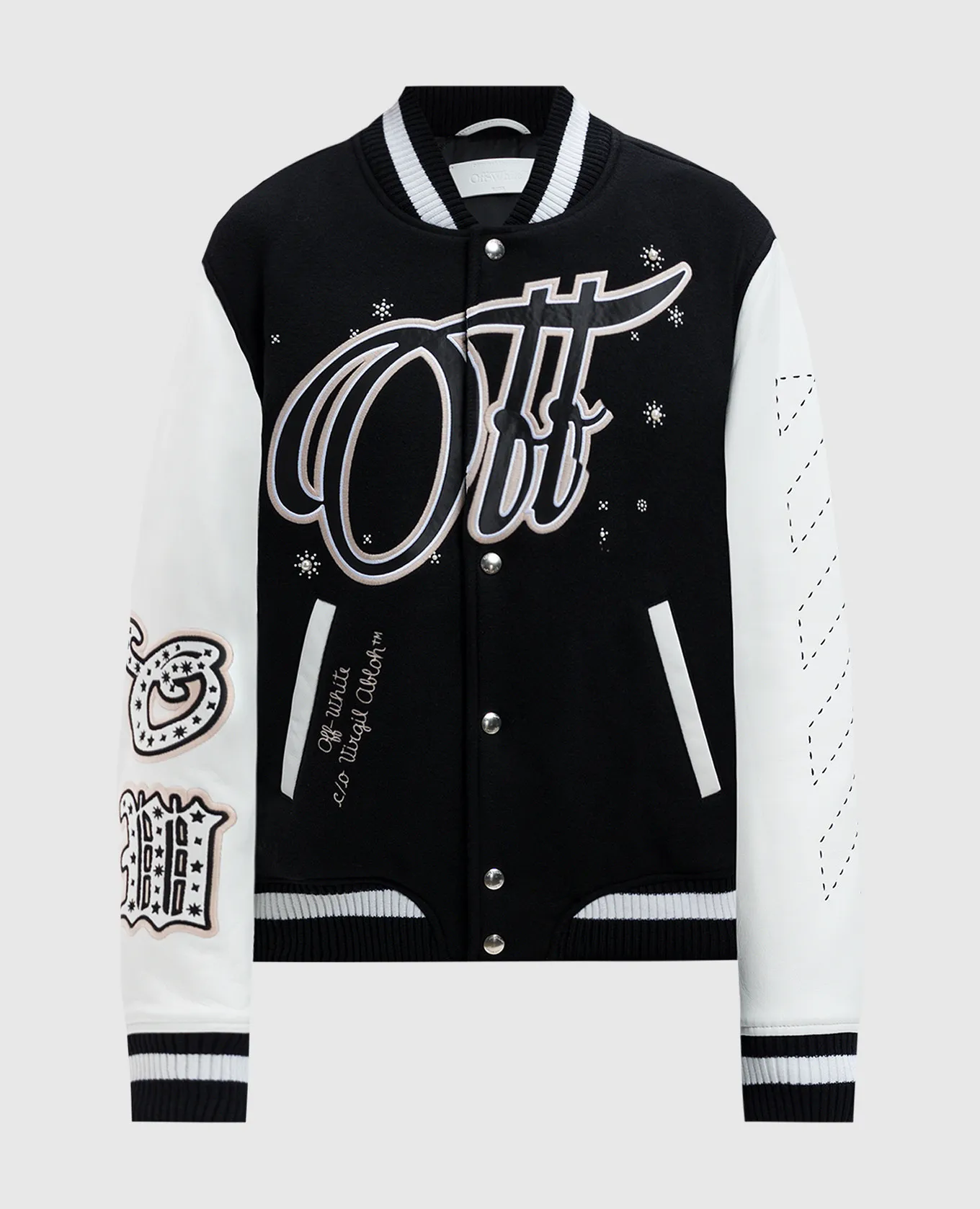 Off-White Bomber combinato nero con patch logo OWEK006F24FAB004