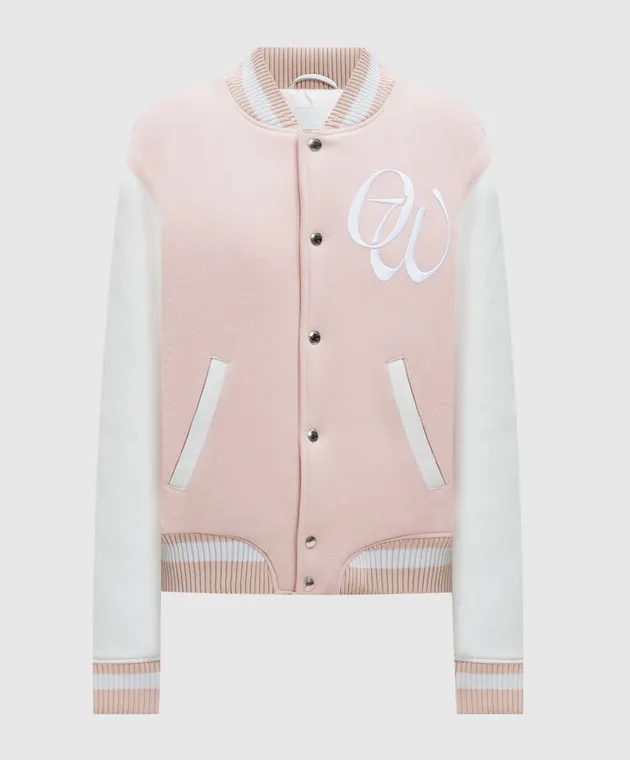 Off-White Bomber combinato rosa con ricamo logo OWEK006F24FAB001